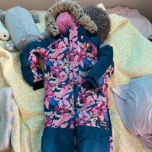 Deux par Deux Pink and Blue Snowsuit 7 Jungle Flower print